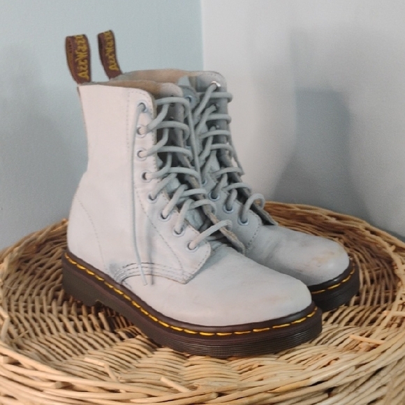 Dr. Martens 1460 Pascal Virginia White Leather Lace Up Combat Boots Size 6 / 37 - Picture 6 of 14